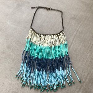 Blue multi colored beaded necklace
